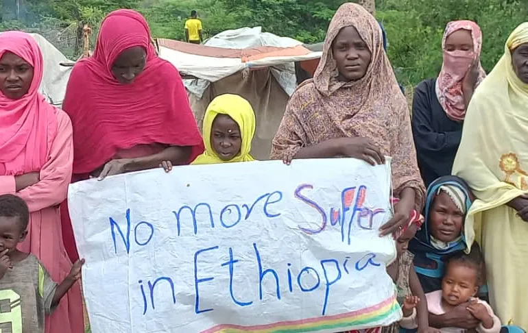 Sudanese refugees calling for protection in Ethiopia (Source: Al Jazeera - https://www.aljazeera.com/features/2024/7/10/sudanese-refugees-dwell-in-ethiopian-forest-away-from-bandits-and-militias).